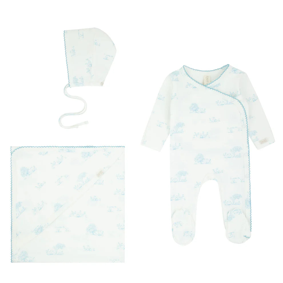 Blue Toile Layette Set