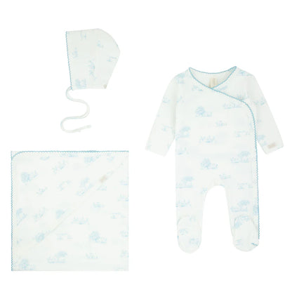 Blue Toile Layette Set