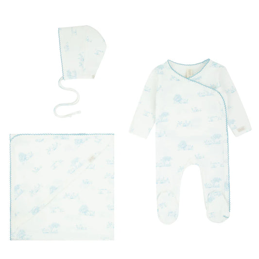 Blue Toile Layette Set