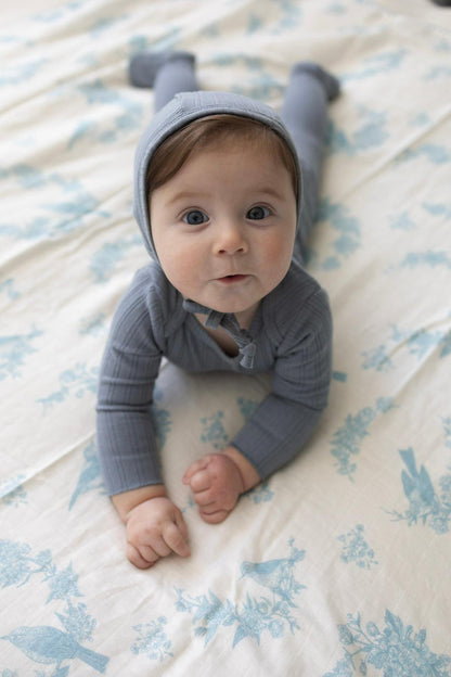 Little Blue Bird Muslin Blanket