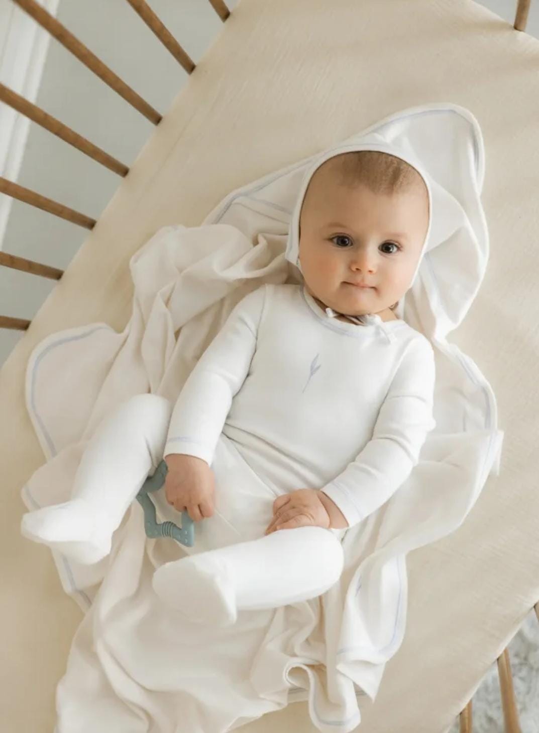 Blue Wildflower Petal and Leaf Layette Set