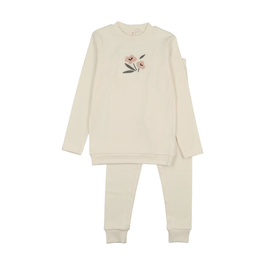 Embroidered Graphic Sweater Set Flower