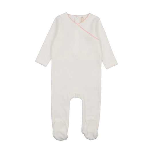 Velour Scallop Collar Footie- pink