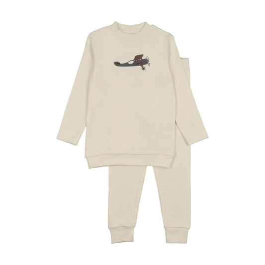 Embroidered Graphic Sweater Set Airplaine