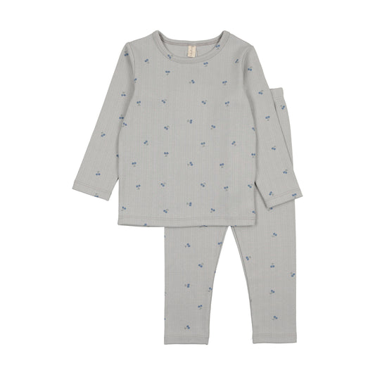 Printed Pointelle Set- Blue