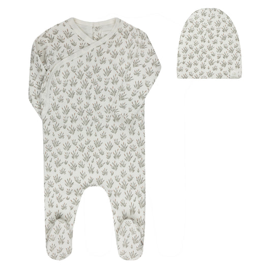 French Terry Blossom Footie - Blue