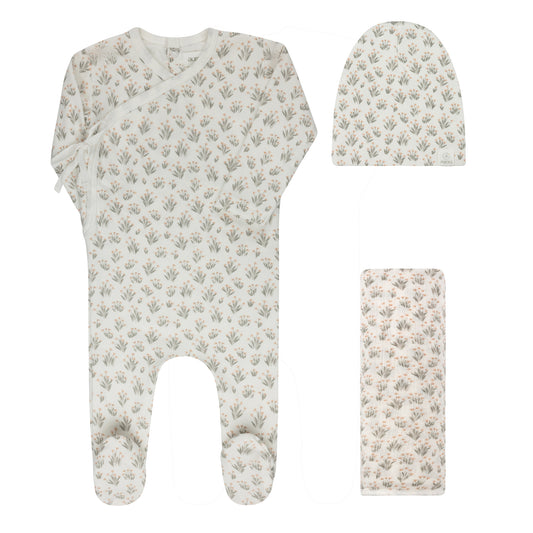 French Terry Blossom Footie - Mauve