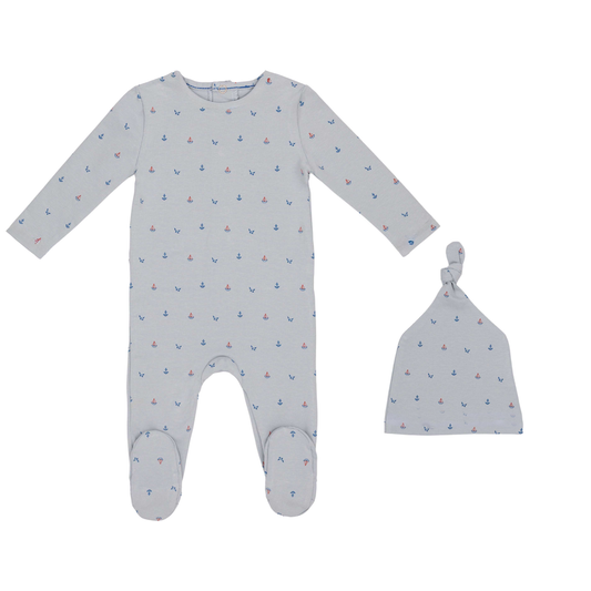 Nautical Print Sea Blue Footie