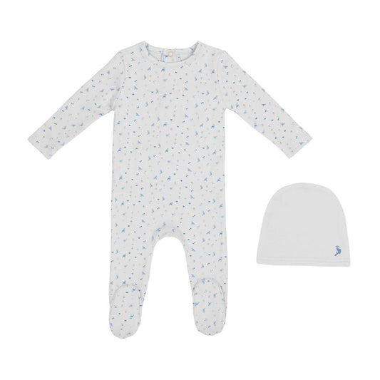 Blue Bird Print Footie